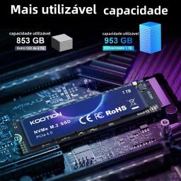 KOOTION M2 NVMe SSD 1TB Gen4 7200 MB/s PCIe4.0x4 M.2 NVMe SSD Drive com dissipador de calor Unidade de estado sólido interna para PS5 Laptop PC - Image 2