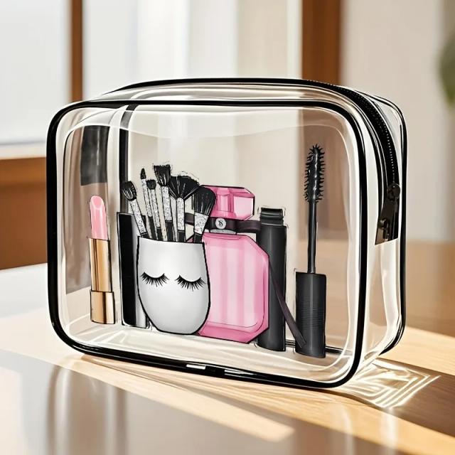 Bolsa de Maquiagem Transparente de Viagem Grande Capacidade Organizador Portátil Multifuncional