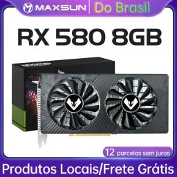 Placa Gráfica MAXSUN AMD Radeon RX580 8G GDDR5 com Memória de Vídeo de 256 Bits, Placa de Jogos PCIEx16 3.0 HDMI Nova, Entrega no Brasil - Image 1