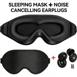 Máscara de Olhos 3D para Dormir - Alívio da Insônia, Bloqueio de Luz - Cobertura para os Olhos - Alça Ajustável, Com Protetores Auriculares com Cancelamento de Ruído - Image 1