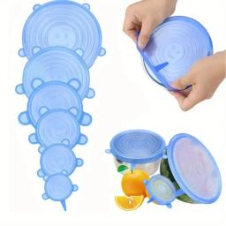 12pçs tampas de silicone adaptáveis, tampas redondas e quadradas, tampas de silicone para alimentos, tampas elásticas universais para latas, acessórios de cozinha - Image 5