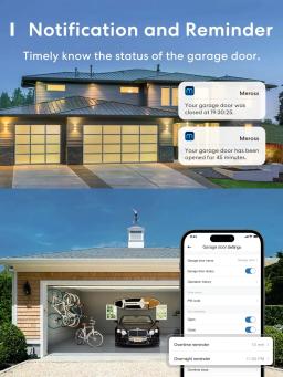 Meross HomeKit: Novo Abridor de Porta de Garagem Inteligente WiFi com Sensores e Controle Remoto, Compatível com Alexa, Google Assistant e SmartThings - Image 3