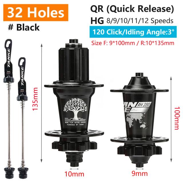 TANKE Mountain Bike Hub Freio a Disco 120 Cliques 6 Rolamentos MTB 28/32/36 Furos 7-12 Velocidades
