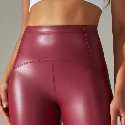 6 cores outono inverno calças de couro fino veludo leggings de couro do plutônio alta elástica cintura calças sexy emagrecimento leggings - Image 3