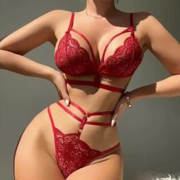 Mulheres sexy lingerie de renda moda fio livre sexy conjunto de roupa interior para mulher plus size perspectiva lingerie sexy para mulher sleepwear - Image 1