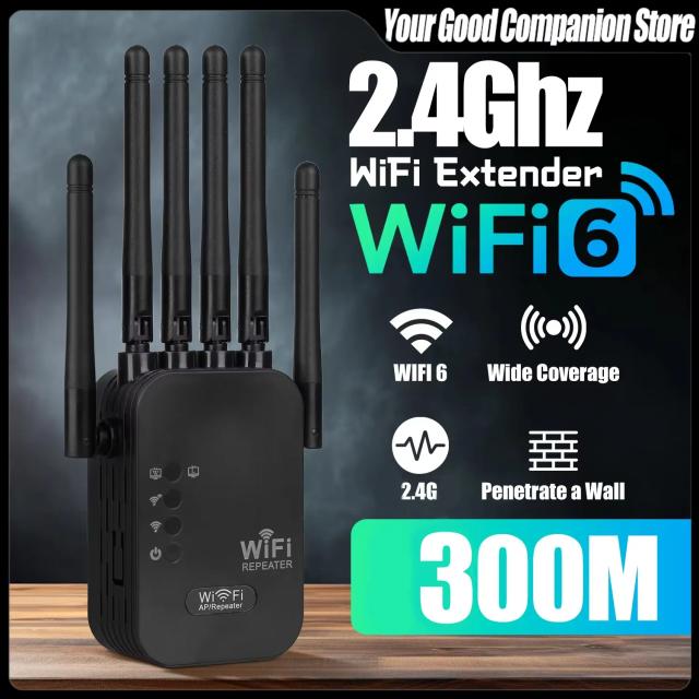 Repetidor WiFi 6 300Mbps com Porta de Rede Dupla Amplificador de Sinal Sem Fio Extensor Residencial