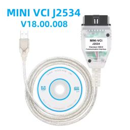 Mini Vci para Toyota J2534 V18.00.008 OBD2 Cabo de diagnóstico de carro FT232RQ TIS Techstream MINI-VCI J2534 para Toyota - Image 1