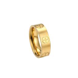 Moda clássico cruz anéis de aço inoxidável para mulheres homens cor ouro jóias luxo presente casamento - Image 2