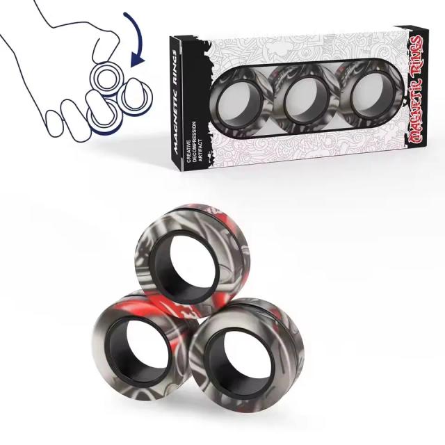 3 Peças Anel Magnético Fidget Spinner Brinquedo Alívio de Estresse para Adultos e Crianças
