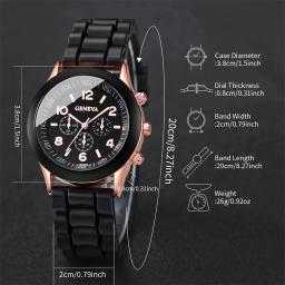 2 pçs conjunto de relógio feminino luxo moda luxo elegante liga relógio pulso pulseira silicone casal relógio masculino quartzo presentes do feriado - Image 4