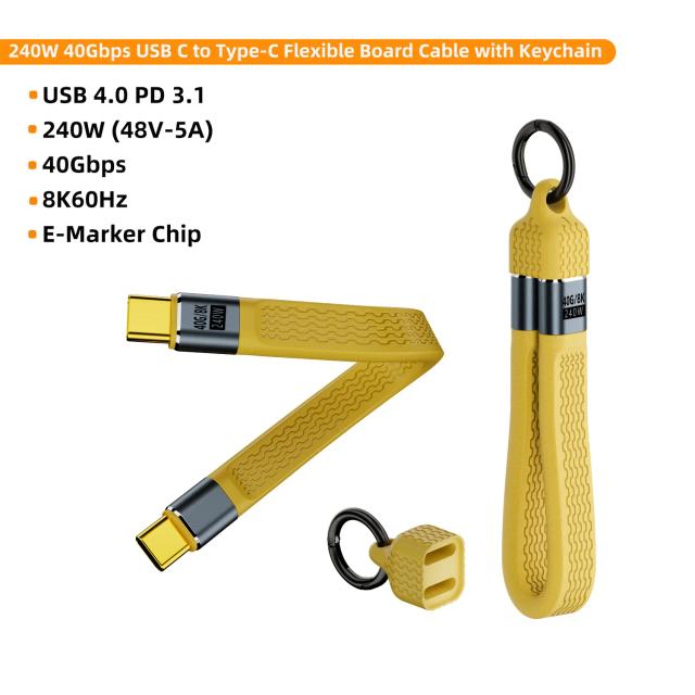 Cabo USB-C para USB-C 240W 40Gbps 8K com Chaveiro