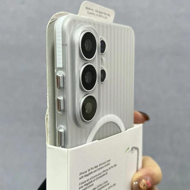 Capa Rígida Fosca Magnética MagSafe Listras para Samsung Galaxy S26 Ultra S26+ 5G Capa Fina S26 Plus Bumper