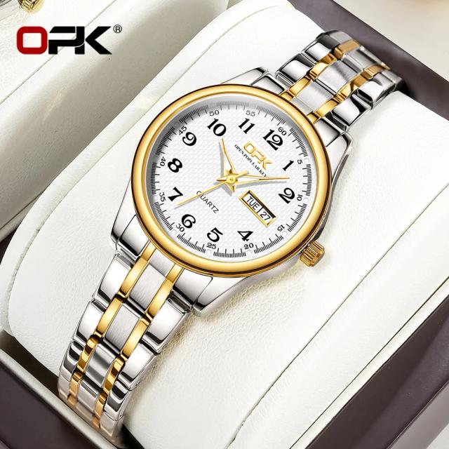 Opk 8110 Relógio Feminino Quartzo Clássico Aço Inoxidável