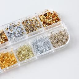 12 cores folhas de ouro lindas unhas glitter flocos de alumínio aleatórios paillette chip design de unhas brilhantes brilhantes decoração de arte de unhas - Image 6