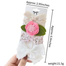 4 pçs doce laço impresso bowknot grampos de cabelo para cabelo meninas artesanal hairpin boutique presilhas headwear acessórios para o cabelo do bebê - Image 3