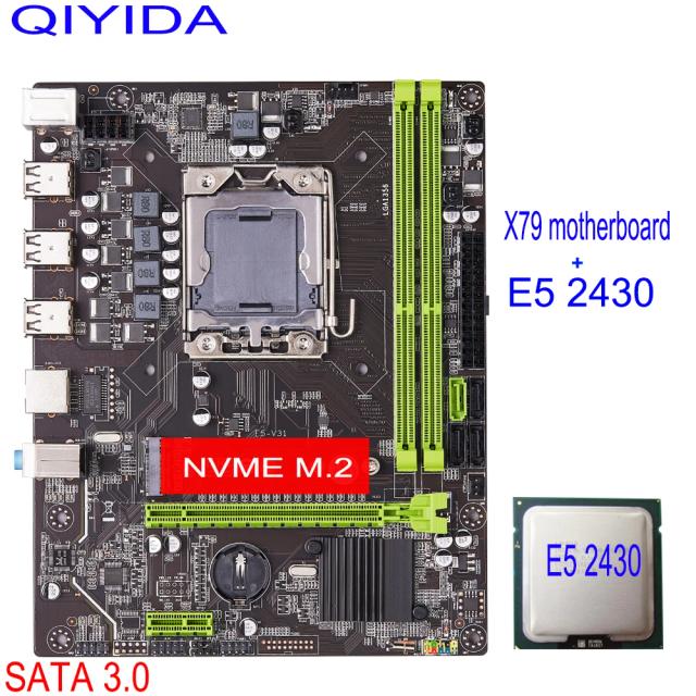 Qiyida X79 Placa Mãe LGA 1356 Kit Combo CPU E5 2430 DDR3 NVME M.2