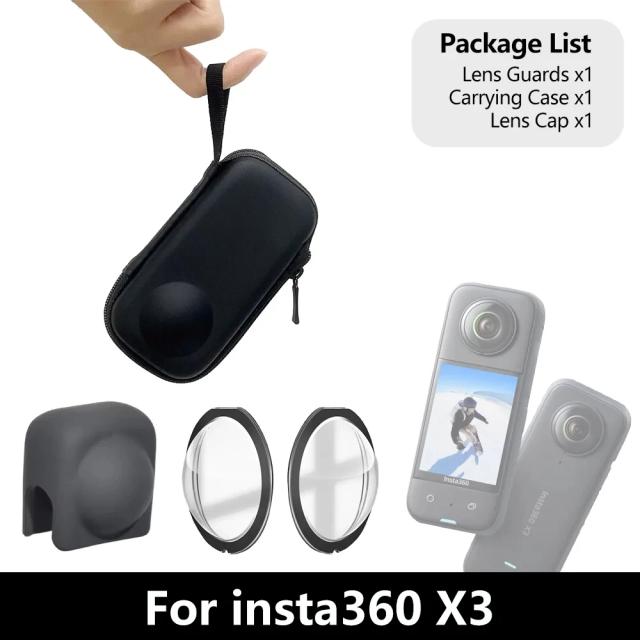 X3 acessórios conjunto protetores de lente caso de transporte capa de silicone protetor de lente capa quadro protetor para câmera insta360 x3