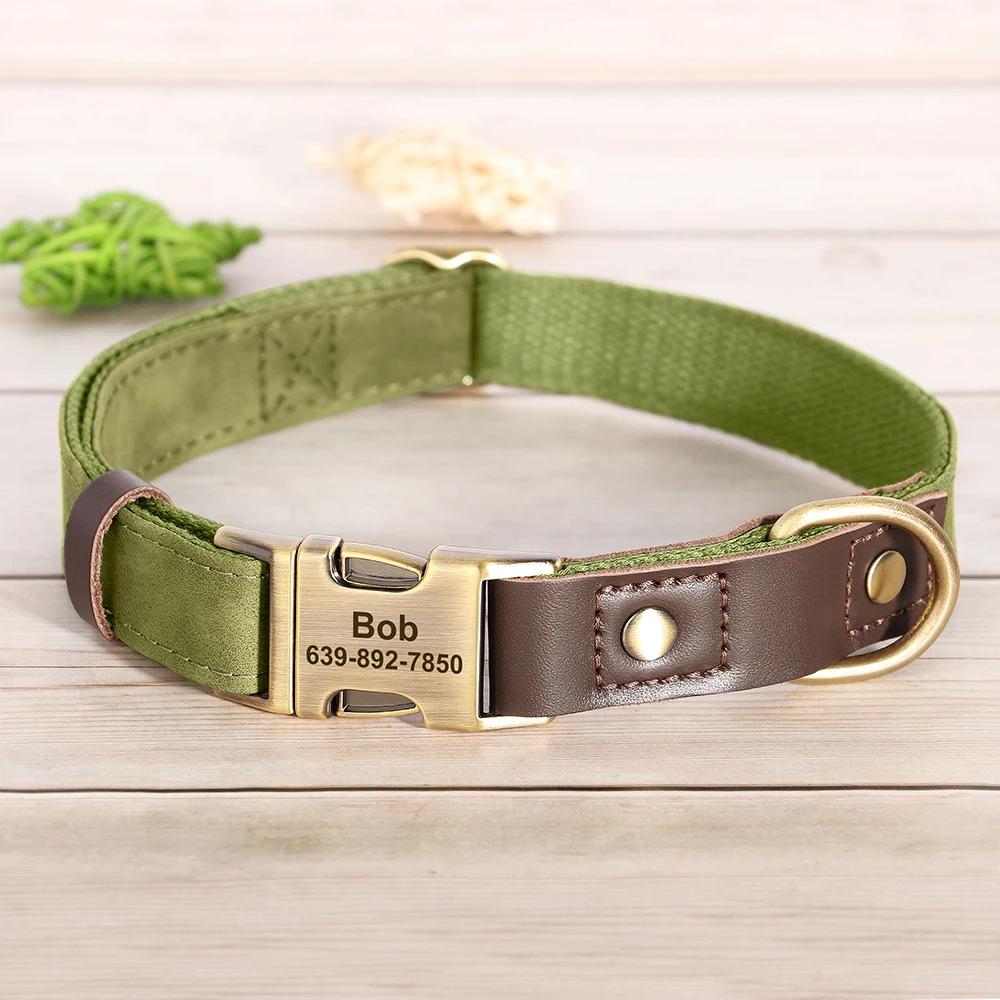 Coleira de couro pu personalizada gratuita, coleira de cachorro gravada, fivela ajustável para animais de estimação, durável para cães pequenos, médios e grandes, pug - Image 1