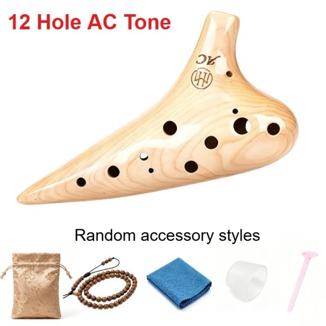 Ocarina 12 Furos Madeira para Meditação Iniciantes Profissionais Xun Flauta Instrumento Musical