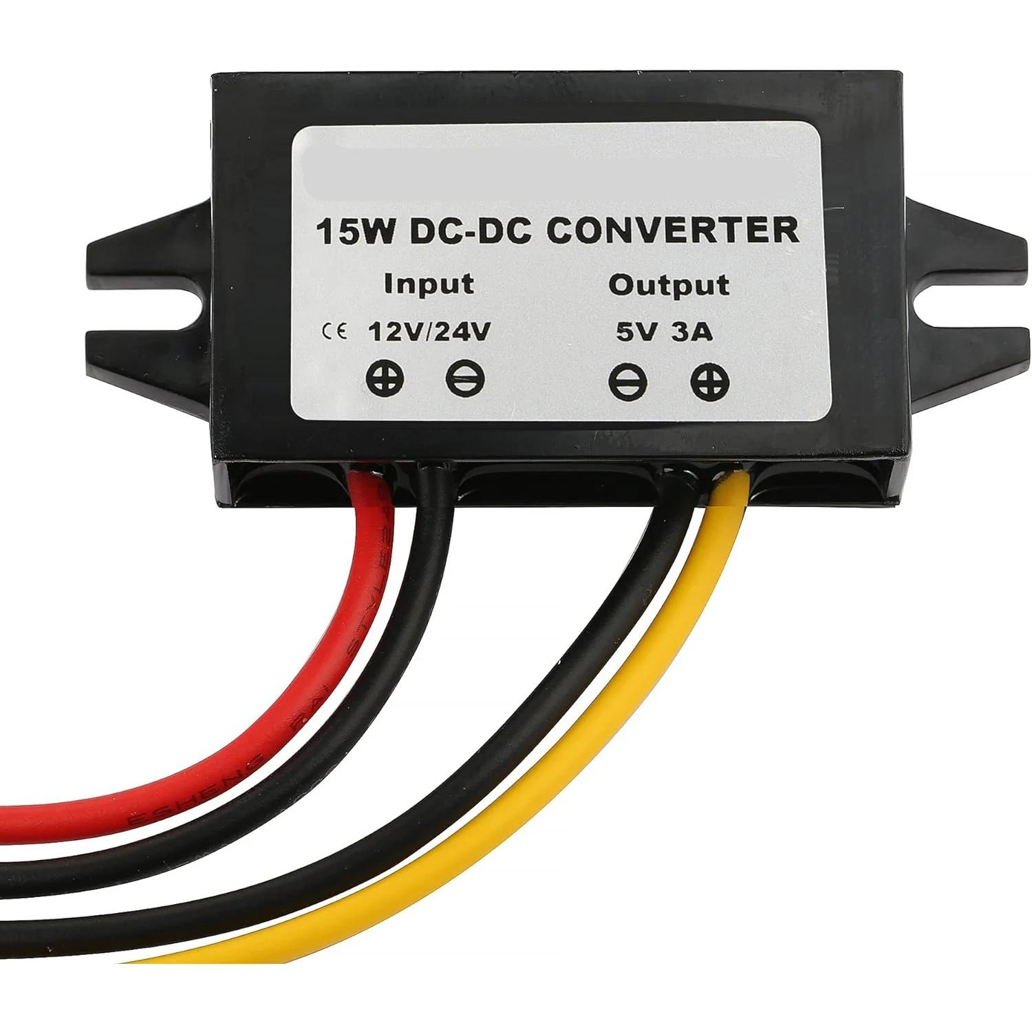 Conversor à prova d'água 12V para 5V DC-DC Step Down Module Adaptador de alimentação USB-A Fêmea/Tipo C/Dual USB/Conector de fio aberto - Image 1