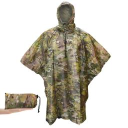 Capa de chuva dobrável camuflada para caminhadas, poncho portátil para homens, capa impermeável impermeável para chuva, turismo - Image 2