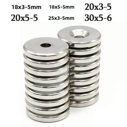 Ímã Redondo de Neodímio Super Forte com Furos, Ímãs N35 Magnéticos Permanentes NdFeB para Geladeira 20x3-5 25x3-5mm - Image 1