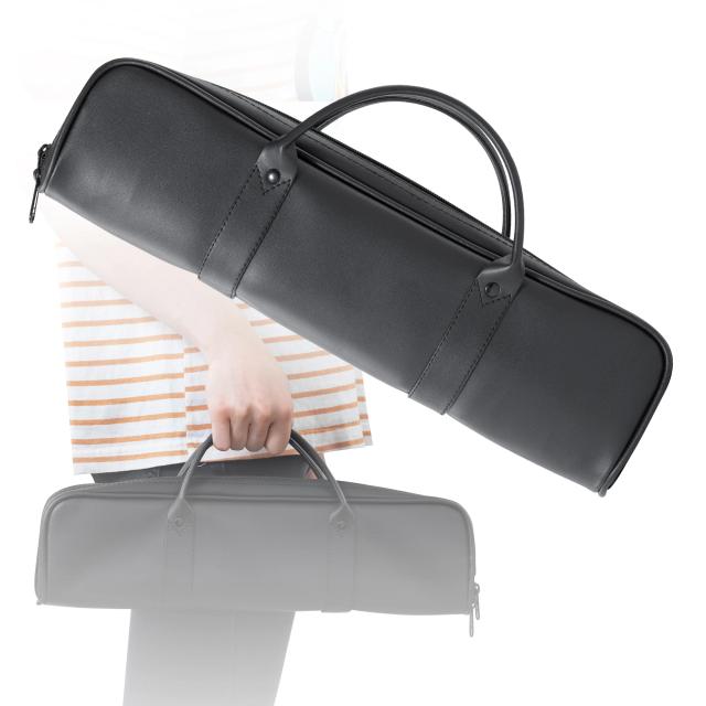 Estojo para Flauta de 16/17 Furos, Caixa de Flauta em Couro Preto, Bolsa de Ombro Macia de Couro para Flauta, Estojo de Transporte, Acessórios para Instrumentos