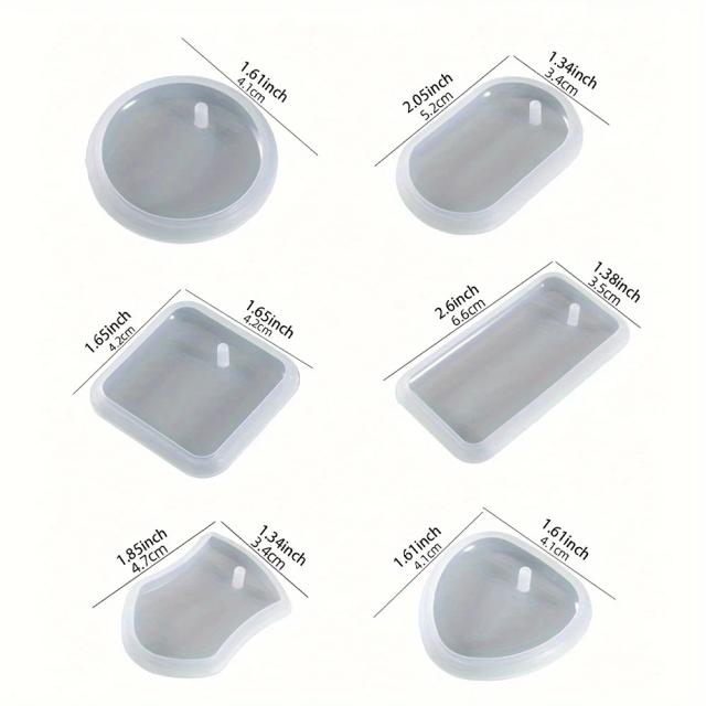 Conjunto de Moldes de Silicone para Chaveiro Redondo e Retângulo 6 Unidades