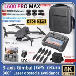 Drone L600 PRO MAX GPS Profissional com Câmera 4K, Gimbal de 3 Eixos, Aeronave Aérea UVA 5G FPV, Evita Obstáculos, Dobrável, Quadricóptero - Image 1
