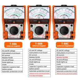 2025new ponteiro multímetro t88a t88b t88c ac/dc 2500v volt-amperímetro analógico multimetro resistor tester com casaco ferramentas eletricista - Image 2