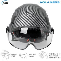 Capacete de segurança padrão de fibra de carbono com viseira dupla para capacete de engenheiro CE ANSI ABS boné de trabalho industrial resgate - Image 4