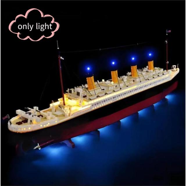 Conjunto de Luzes LED Criativas Compatível com o Conjunto de Luzes 10294 Titanic, Modelo de Barco de Cruzeiro Real Clássico (Apenas luz, SEM blocos)