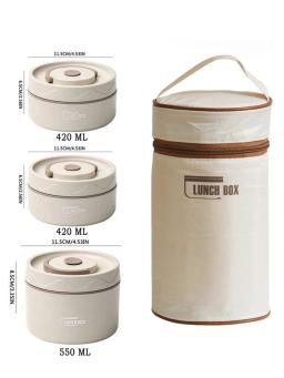 Conjunto de 3 peças: recipiente térmico portátil para micro-ondas, caixa de almoço, caixa bento de aço inoxidável, bolsa térmica à prova de vazamentos para almoço quente. - Image 6