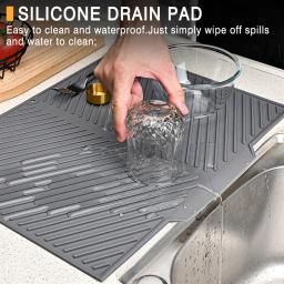 1pc silicone prato de secagem esteira panelas prato dreno esteira para utensílios de cozinha tapetes antiderrapantes anti-queimadura coaster utensílios de cozinha - Image 1