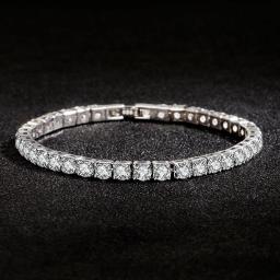Lihong-Pulseira De Prata Esterlina Para Mulheres, Bola De Tênis De Zircônia, Charme De Noivado Simples, Jóias De Casamento, Moda, S925, 4mm, 16-20cm - Image 3