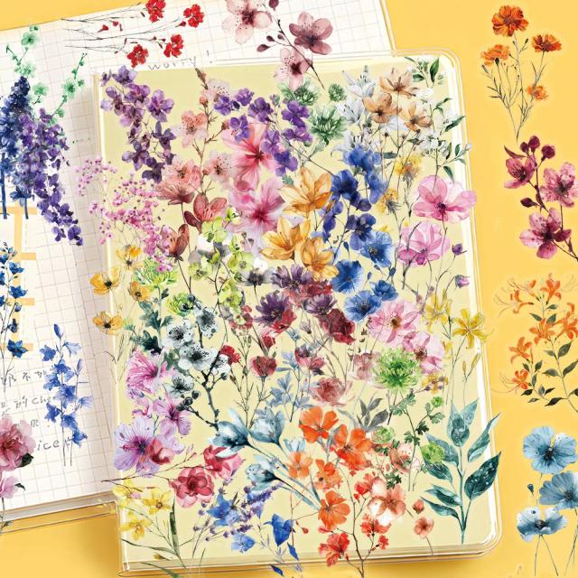 50 Peças Adesivos Flor de Tinta Transparente PET Decorativo Folheto Guitarra Notebook