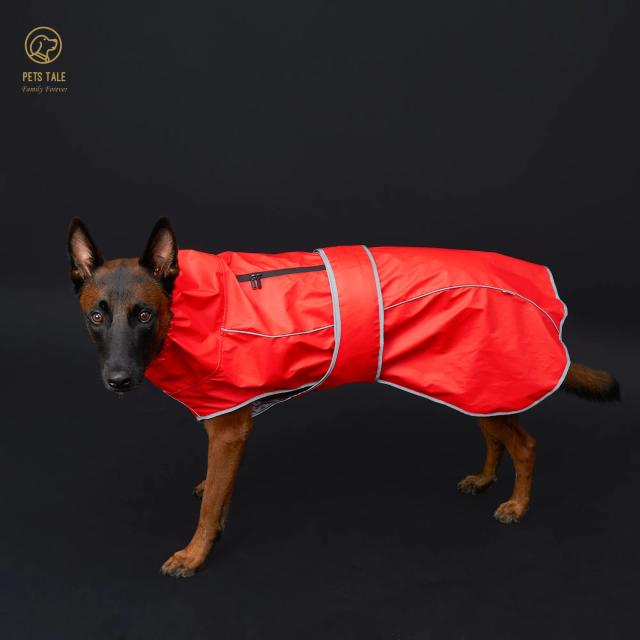 Capa de Chuva Impermeável para Cães com Tiras Refletivas e Capuz Ajustável - Vermelho, Amarelo, Azul Marinho