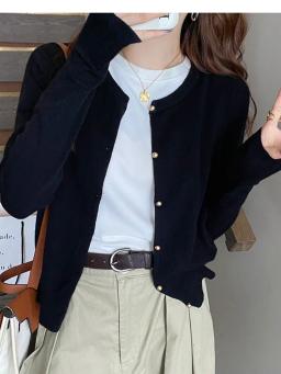 Cor sólida de malha para mulheres cardigan coreano único breasted manga longa jumper mulher em torno do pescoço todos os jogos cardigans outwear - Image 5