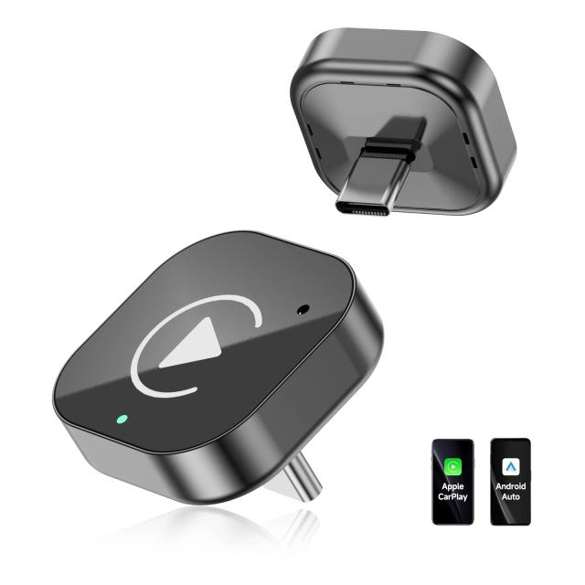 Dongle CarPlay 2 em 1 USB-C/Android Auto USB-C Adaptador CarPlay Sem Fio Plug & Play