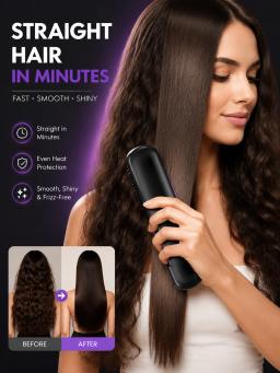 Escova Alisadora Portátil com Carregamento USB, Pente Quente Sem Fio com Revestimento Cerâmico, Ferramenta de Estilização Iônica Anti-Frizz - Image 2