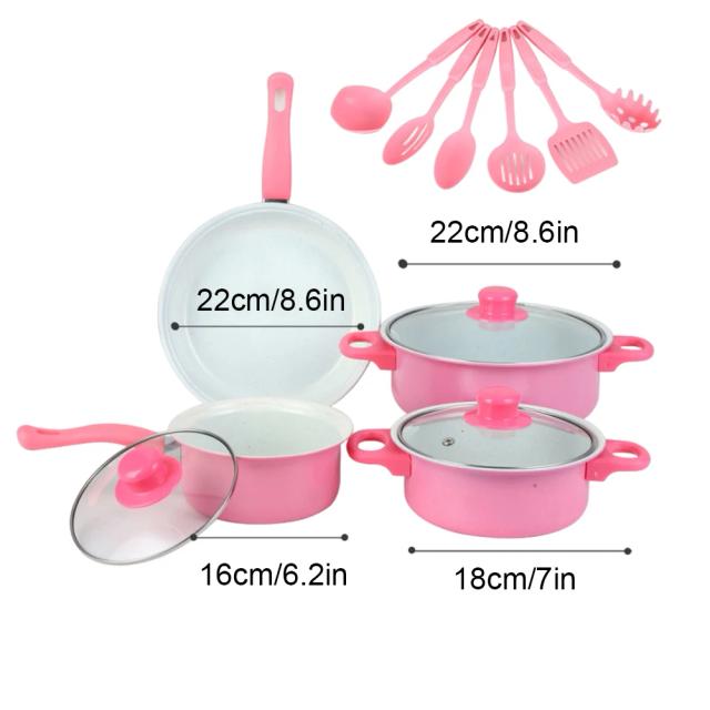Conjunto de Panelas Antiaderentes de 13 Peças, Utensílios de Cozinha Duráveis, Kit de Panelas e Frigideiras de Maifanstone para Uso Doméstico