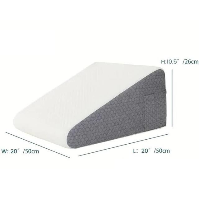 Almofada de Cunha para Cama com Espuma de Memória Macia, Travesseiro Triangular para Elevação das Pernas e Alívio de Ronco