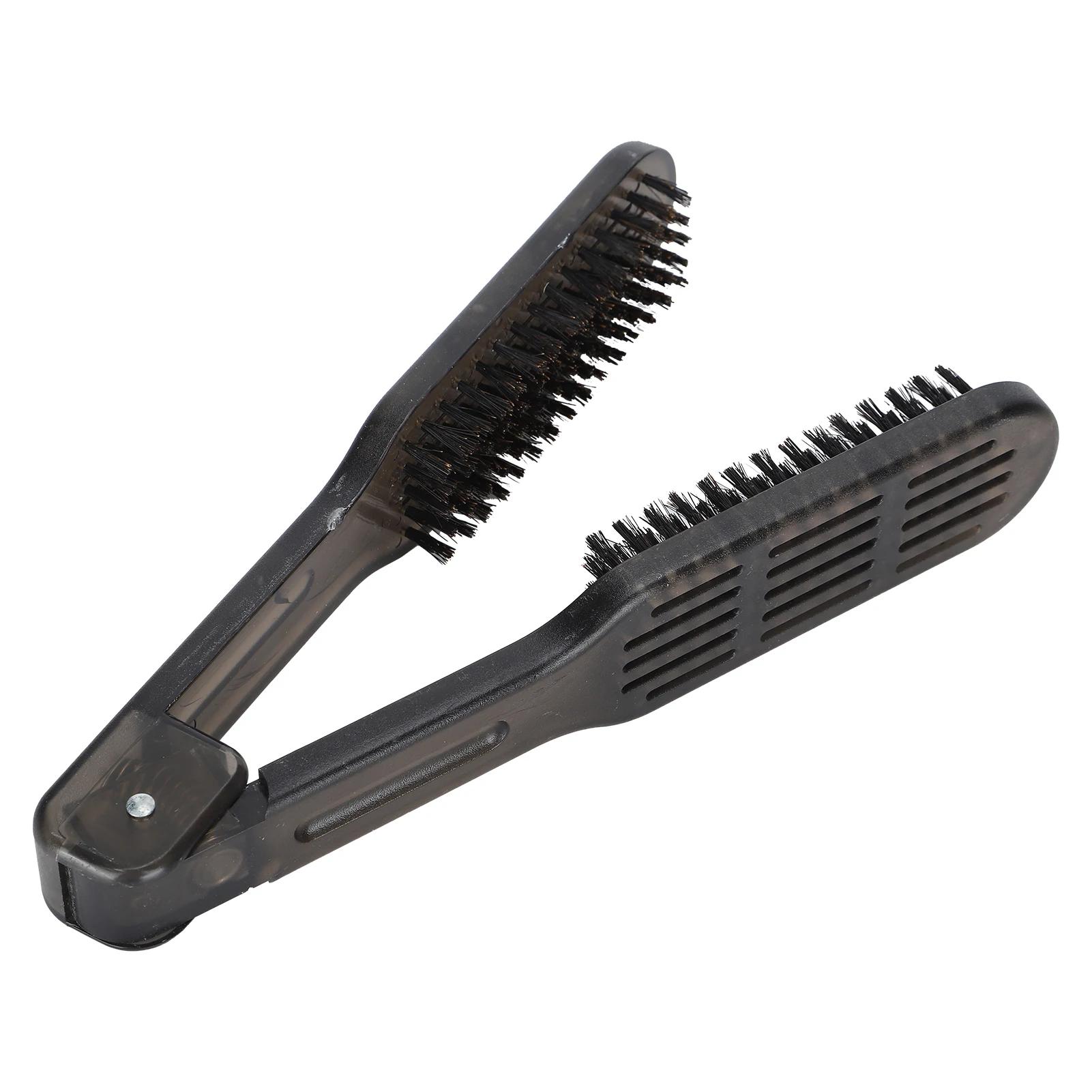 Pro alisador de cabeleireiro escova de cabelo de náilon alisamento escovas duplas v forma pente braçadeira ferramentas estilo escova - Image 1