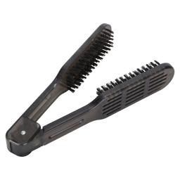 Pro alisador de cabeleireiro escova de cabelo de náilon alisamento escovas duplas v forma pente braçadeira ferramentas estilo escova - Image 2