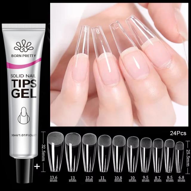 BORN PRETTY Gel Sólido para Unhas 30g com 24 Dicas de Unhas Postiças