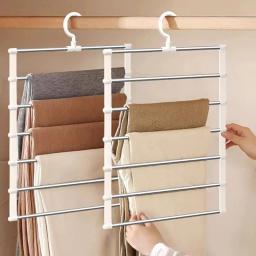 Cabideiro de Calças Multicamadas Dobrável para Economia de Espaço, Organizador de Armário e Guarda-Roupa com Clipes Antiderrapantes - Image 2