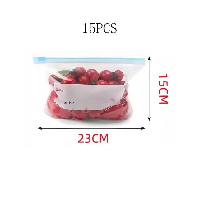 Sacos de Armazenamento de Alimentos Reutilizáveis com Fecho Hermético - Kit com 100 Unidades