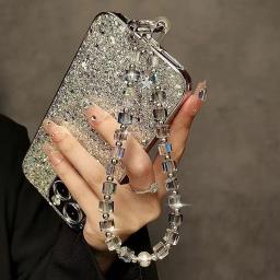Cordão de luxo com contas de cristal para celular, corrente de mão, corda curta de suspensão com clipe para capa de telefone, chaveiro, bolsa, pingente - Image 3