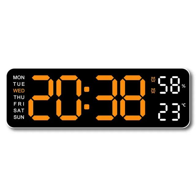 Relógio de Parede Digital LED 9 Polegadas com Temperatura, Umidade e Semana