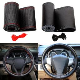 Capa de volante de carro em dois estilos, faça você mesmo, couro genuíno, trança com agulhas, linha, acessório interior de estilo de carro - Image 3